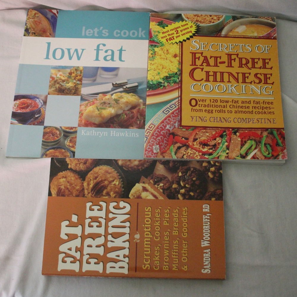Fat Free Cooking Baking Cookbooks Chinese‎ Low Fat Recipes Lot of 3